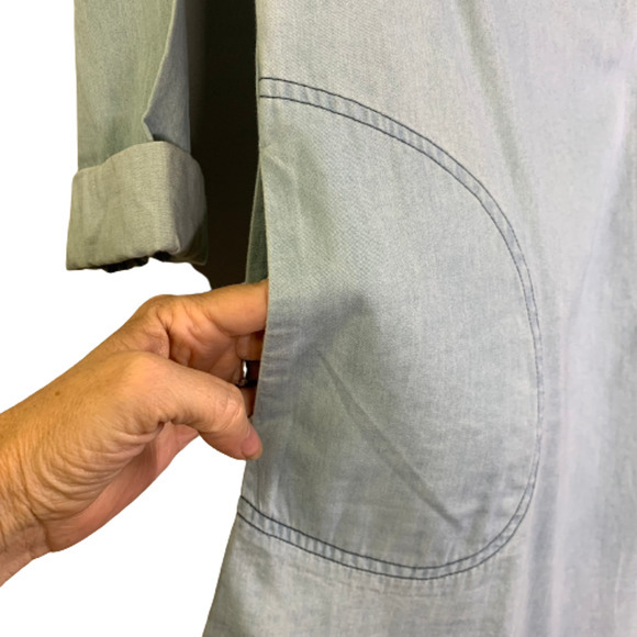 COLORFAST APPAREL Light Wash Denim Shirt Jean Dress - Picture 7 of 15